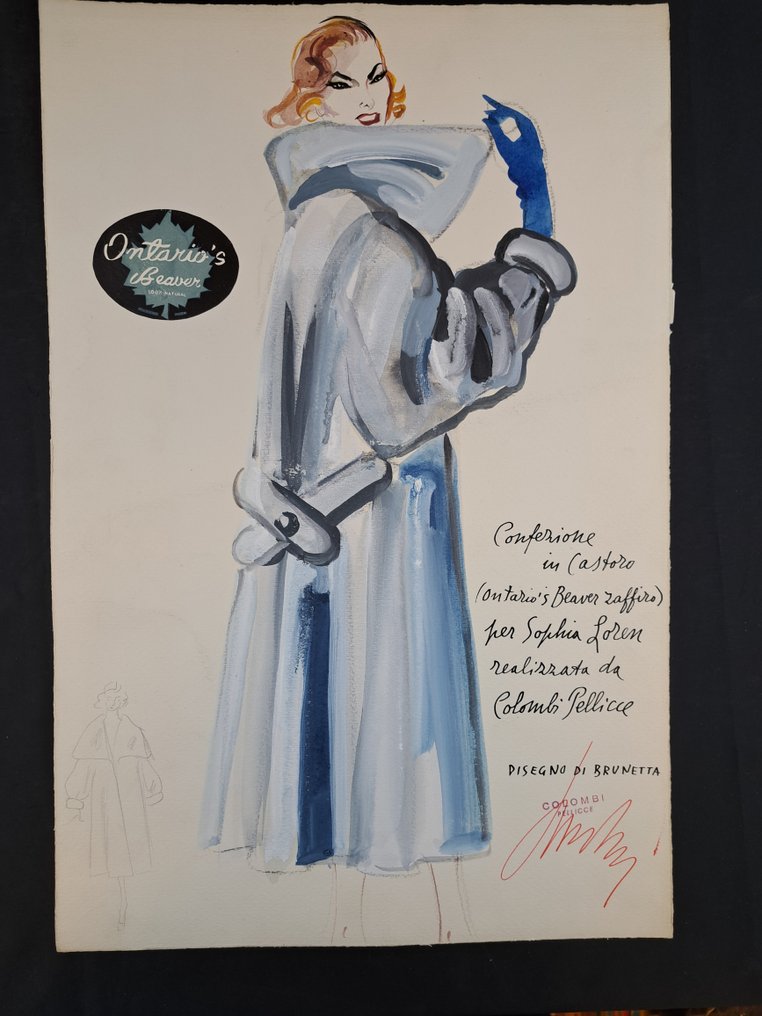 Mateldi, Brunetta - 1 Original colour drawing - Sophia Loren per Beaver #1.0