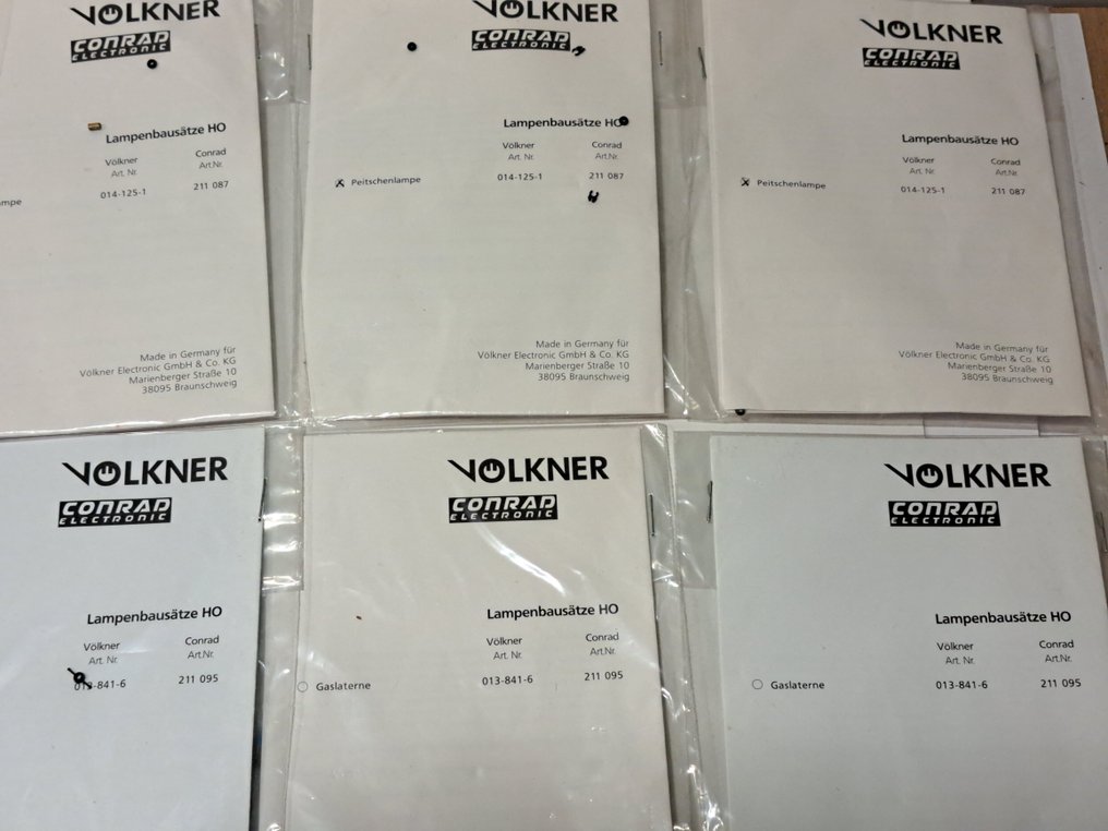 Völkner/Conrad H0 - 013-841-6/014-125-1/016-121-0 - Iluminare machetă tren (16) - 16 semne de construcție, lămpi arc și felinare cu gaz. #2.1