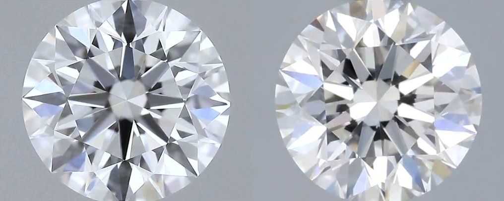 沒有保留價 - 2 pcs 鑽石  (天然)  - 1.00 ct - 圓形 - F(近乎無色) - VVS2 - 美國寶石學院（Gemological Institute of America (GIA)） - 匹配对 VG EX #1.0