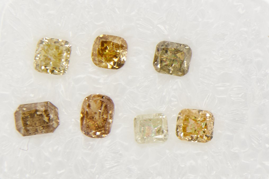 χωρίς τιμή ασφαλείας - 7 pcs Διαμάντι (Φυσικό) - 0.95 ct - Κούσιον - I1, I2, I3 - Gem Report Antwerp (GRA) #1.0