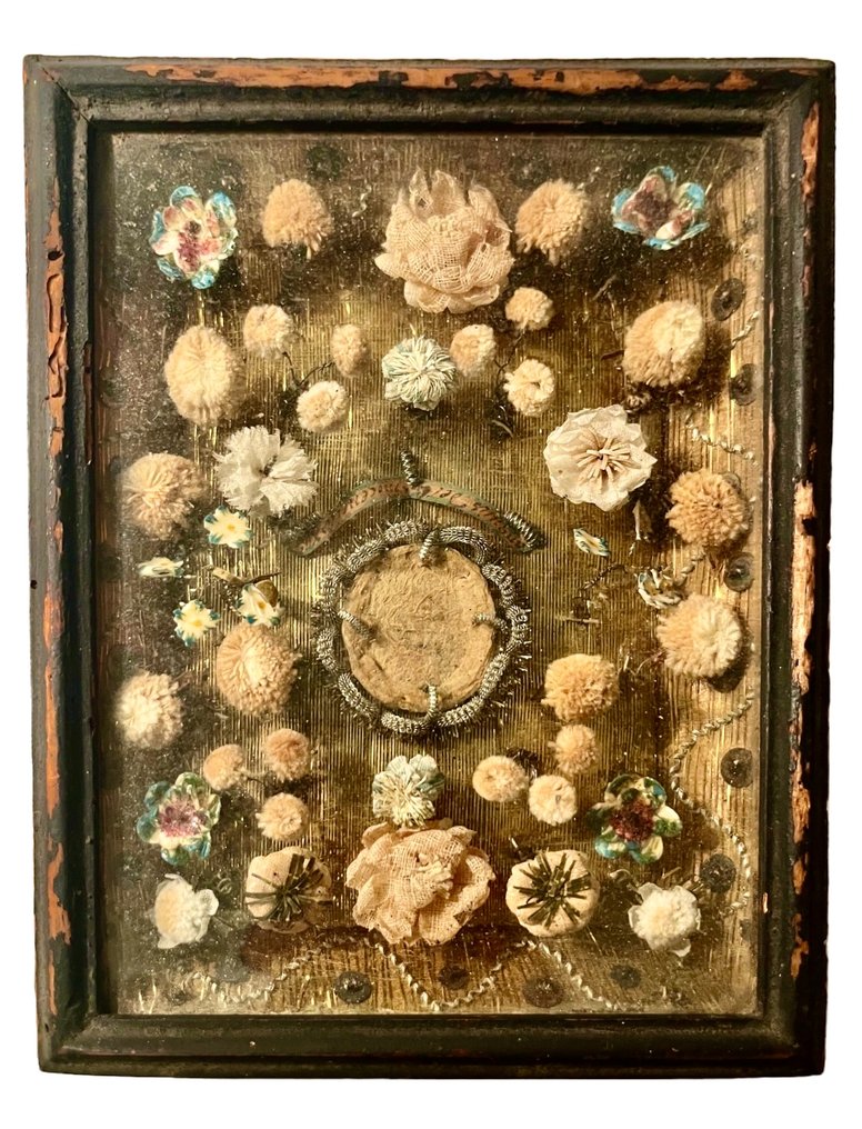 Εργασία μοναστηριού σε αρχική, ανοιχτή κατάσταση. - Αντίκες - Ξύλο, Γυαλί, Gold plated, Πορσελάνη, Textile - 1750-1800 - εργασία σε μοναστήρι #1.0