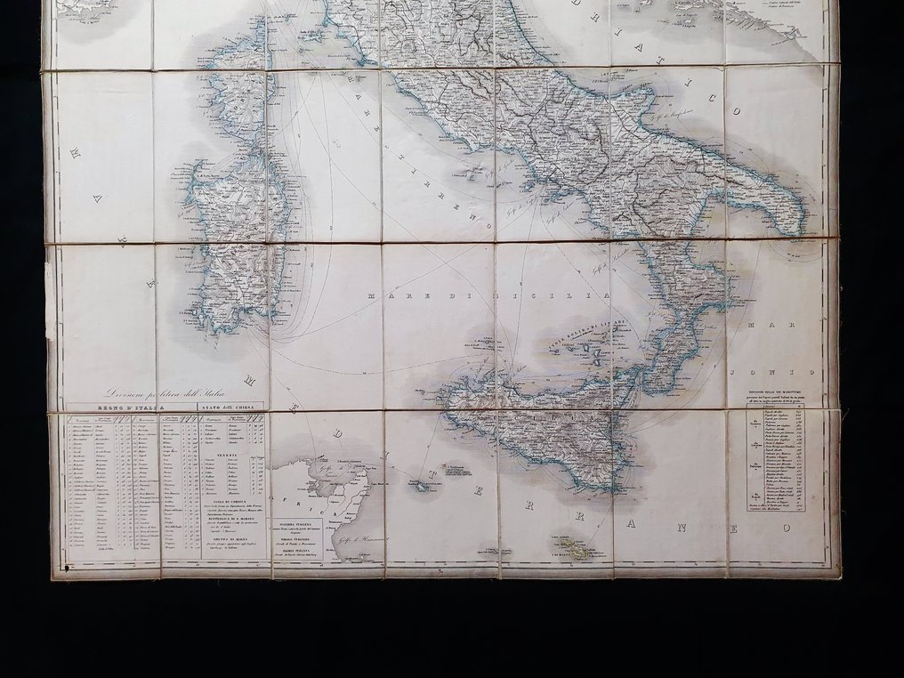 Europe - Italie / Sardaigne / Sicile / Lombardie / Pouilles / Latium / Vénétie / Rome; T. Genevresi / F. Naymiller / G. Prada - Carta Geografica dell'Italia - 1821-1850 #4.3