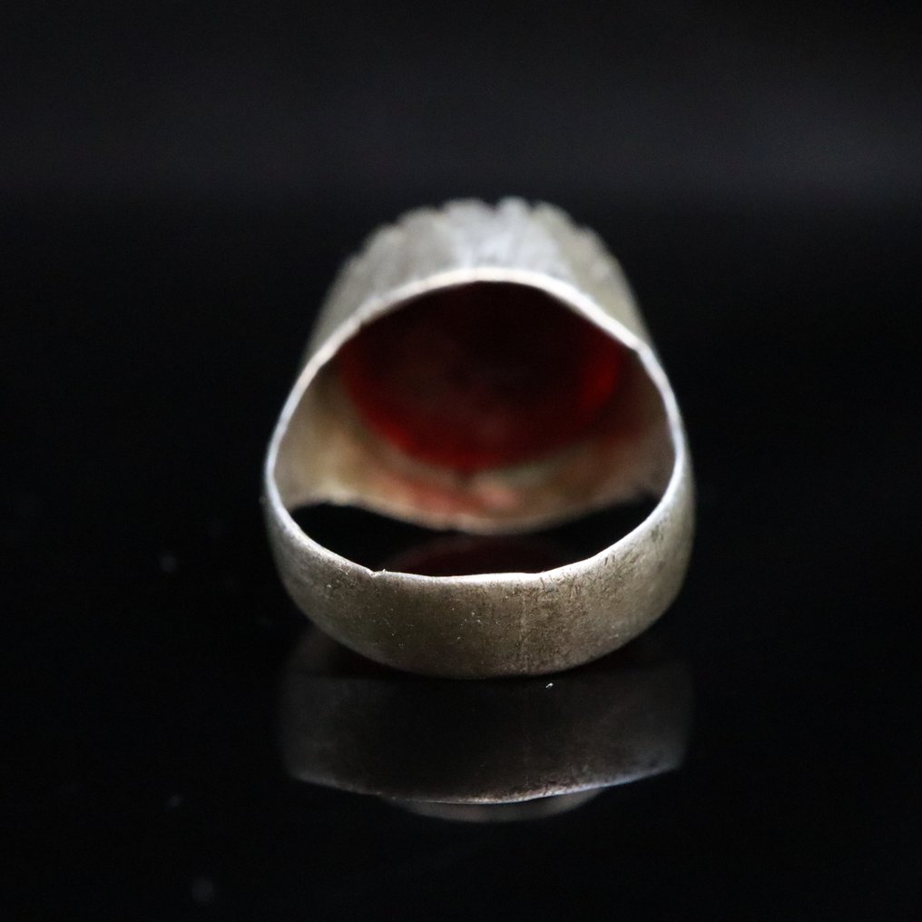 Μεσαιωνική Silver-Billon Δαχτυλίδι - Μεγάλο κόκκινο ποτήρι  (χωρίς τιμή ασφαλείας) #2.1