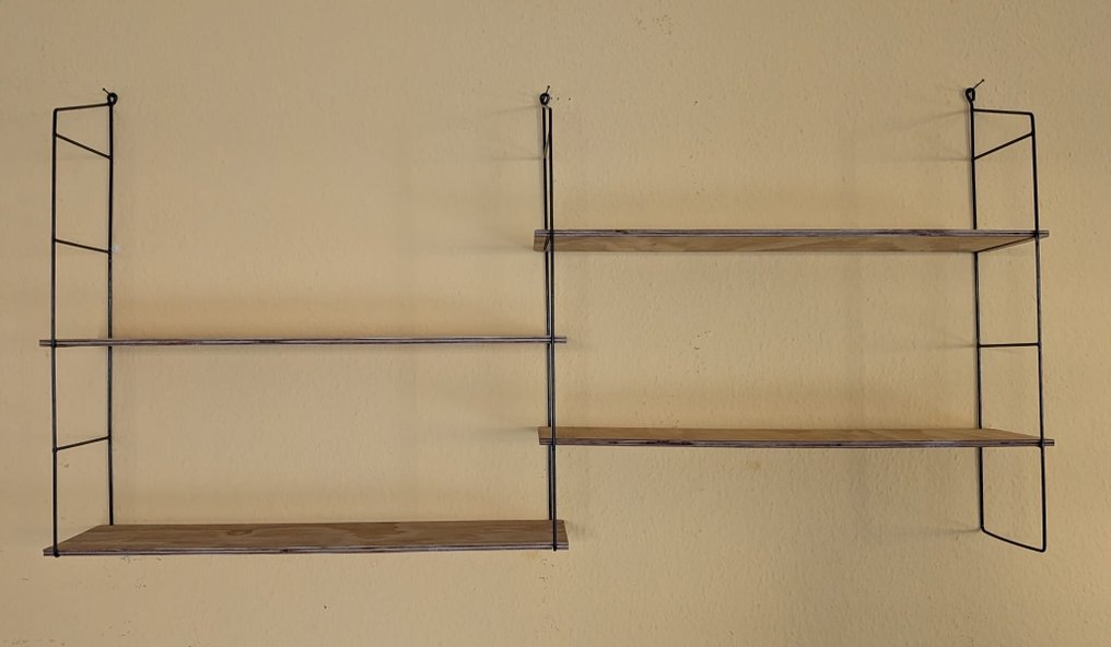 Wall shelf unit - Metal, Wood - Stringregal - Mid Century #1.0