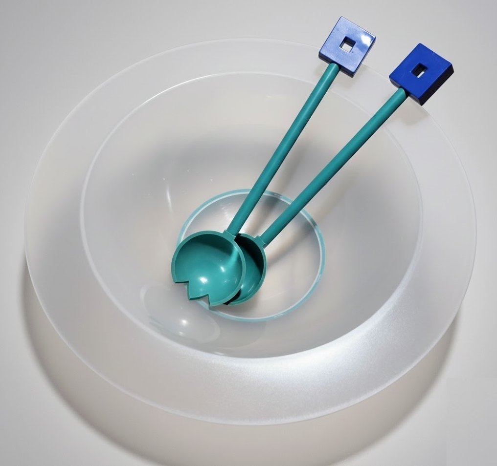Alessi - Michael Graves - Obstschale (2) - Euclid - Plastik - Salatschüssel mit Servierbesteck #1.0