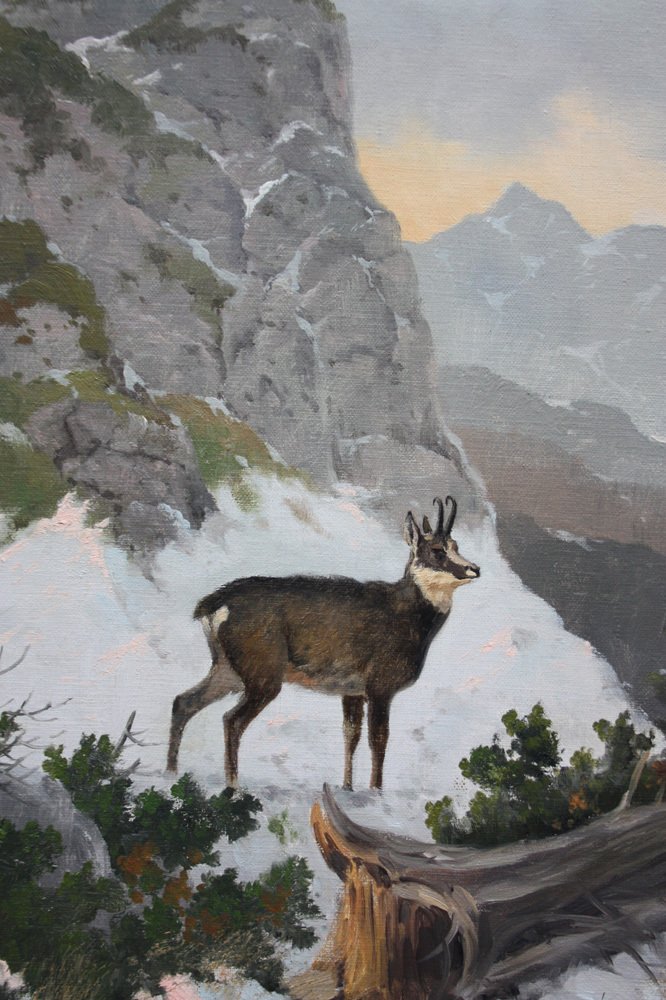 Georg Berger (1862-1942) - Alpine winter landscape with chamois #3.2
