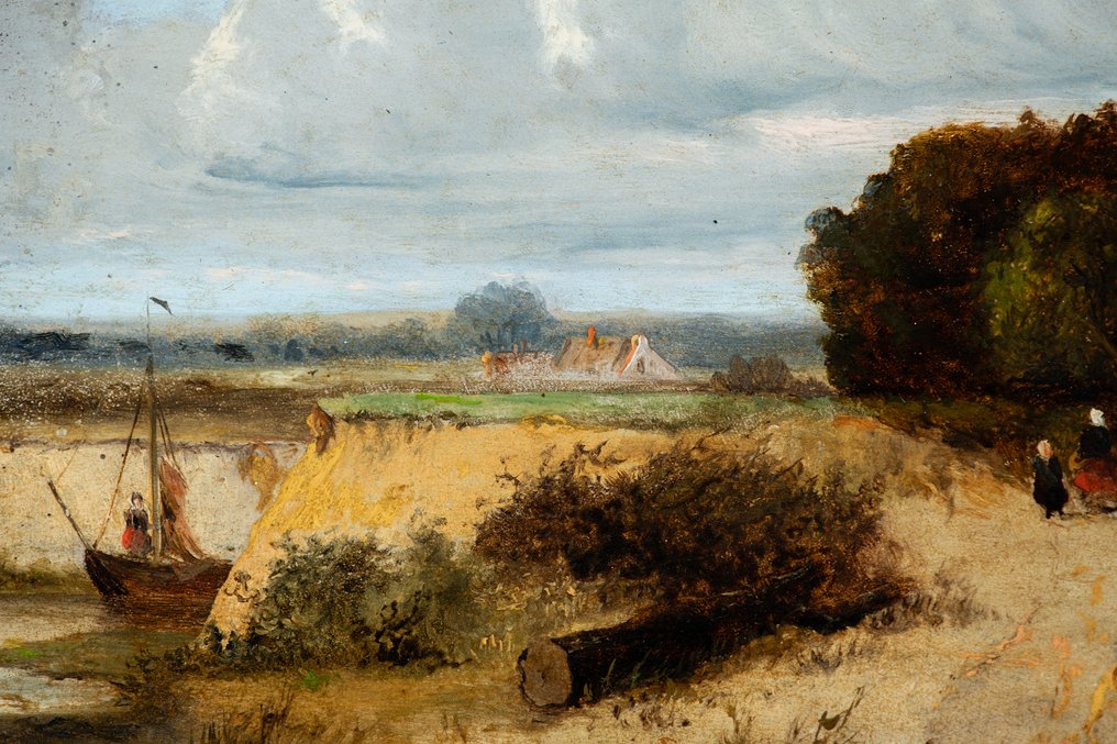 Arij Adriaan Luder (1829-) - De Meanderende Rivier - Landschap met Figuren (NO RESERVE) #4.3