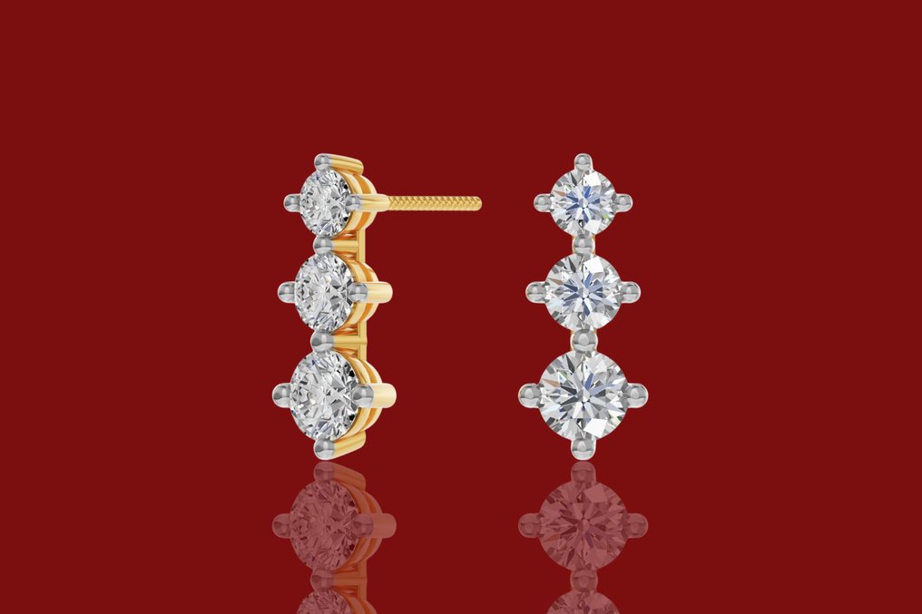 Σκουλαρίκια - 14 καράτια Κίτρινο χρυσό -  3.56ct. tw. Διαμάντι (Εργαστηριακής καλλιέργειας) - Διαμάντι #4.3