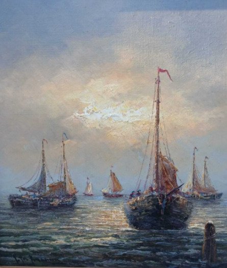 Peter Brouwer (1935-2010) - Botters op open zee #1.0