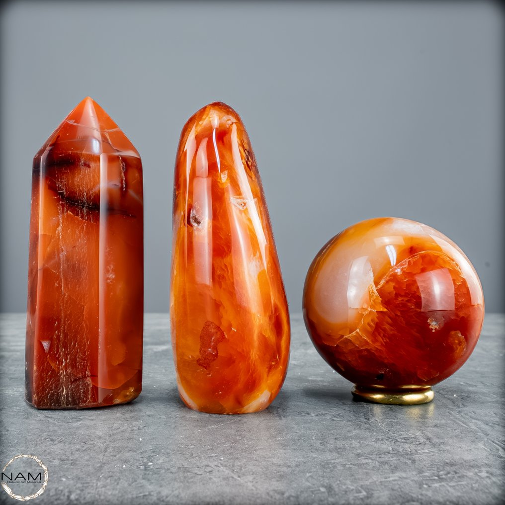 火与激情 独特的红玉髓套装,充满生命力- 884.78 g - (3) #3.2