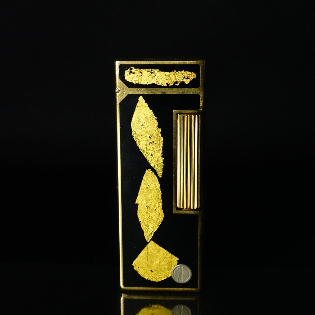 Dunhill - Black Lacquer with Gold Leaf Inlay Rollagas Lighter - 没有保留价 - 打火机 - 镀金, 拉克黑 #1.0