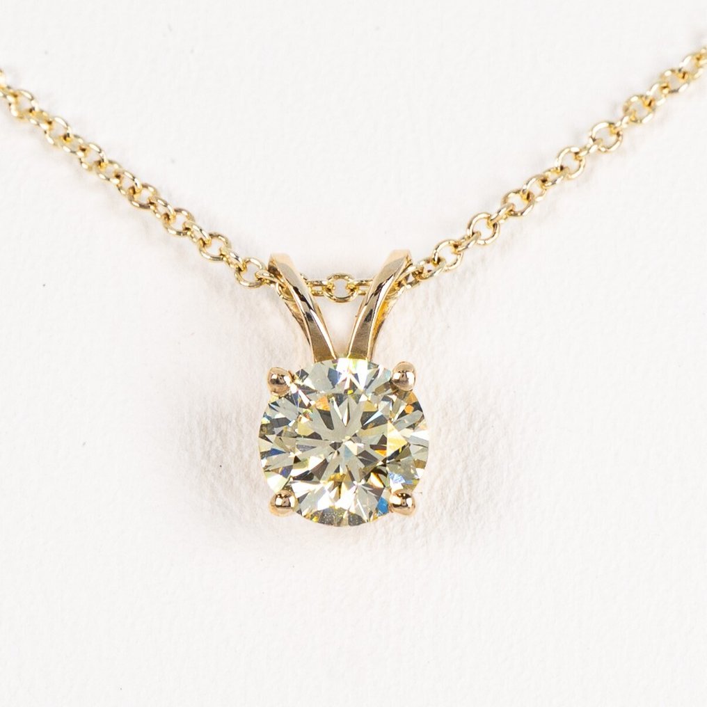 沒有保留價 - 吊墜頸鏈 - 14 克拉 黃金 -  0.65ct. tw. 鉆石 (天然彩色) - GW实验室 #1.0