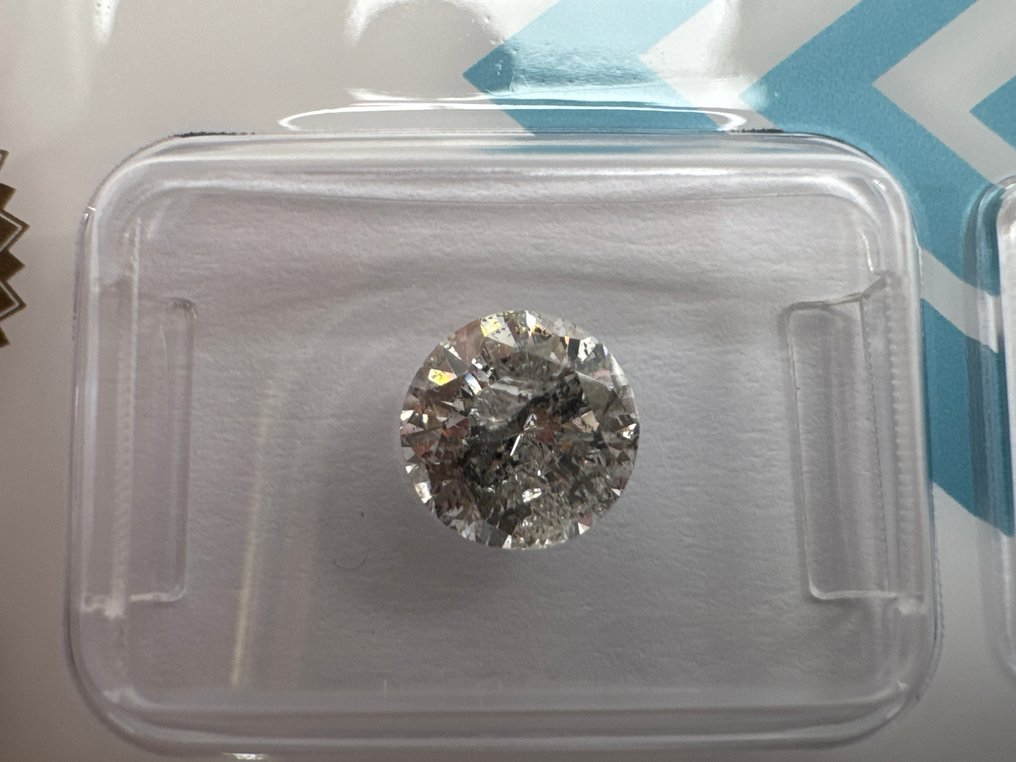 没有保留价 - 1 pcs 钻石  (天然)  - 1.55 ct - 圆形 - K - I2 内含二级 - 国际宝石研究院（IGI） - 淡灰色 #2.1