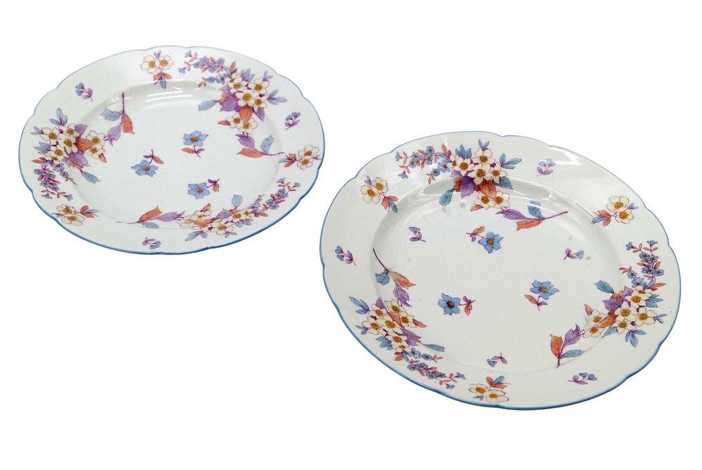 Table service for 6 (19) - Mod. 'Granduca Devon Rose' with Blue Mermaid Edge and Floral Decorations No. 3070, 1960s - Creamware #3.2