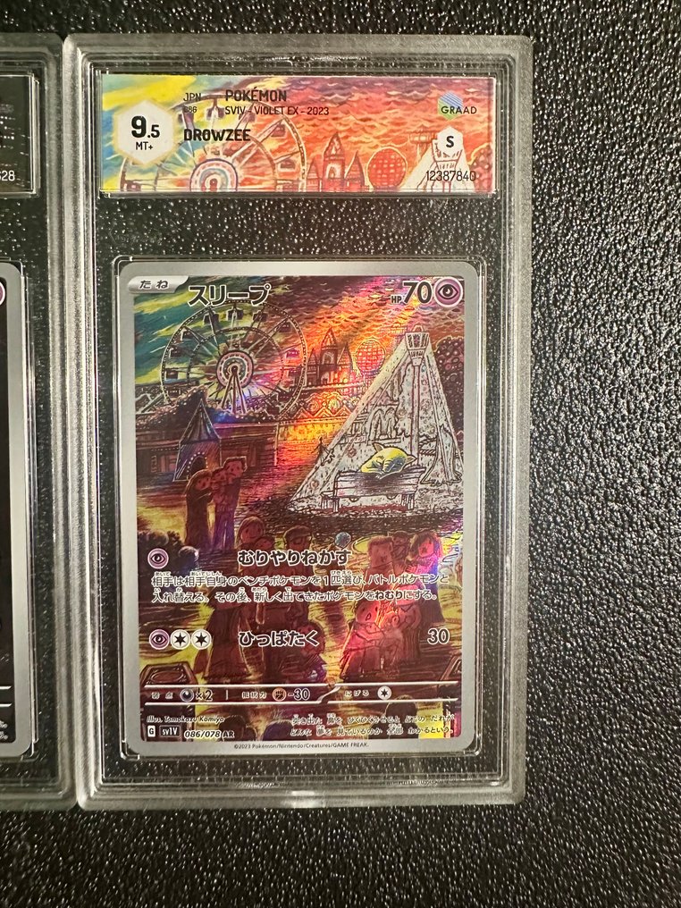 Pokémon - 3 Graded card - Mewtwo, Drowzee, Groudon 壓膜 - Graad 9.5 - Scarlet & Violet - SV2a - RAGING SURF #3.2