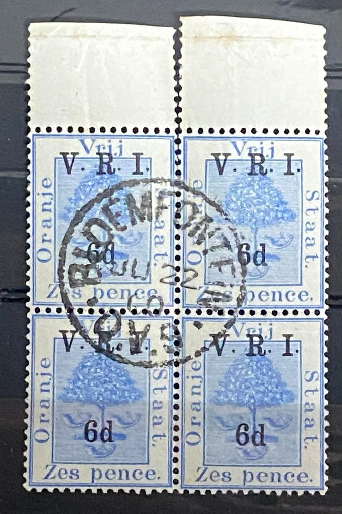 大英國協 1900/1927 - 奥兰治自由邦 1900 年份邮票，带清晰的取消痕迹，英属圭亚那 SG 2024 号，价格 £620 #1.0