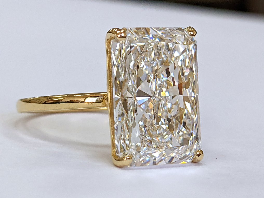 χωρίς τιμή ασφαλείας - Δαχτυλίδι - 18 καράτια Κίτρινο χρυσό - 9.97ct. tw. Διαμάντι (Εργαστηριακής καλλιέργειας) - Πιστοποιημένο F VVS2 IGI #4.3