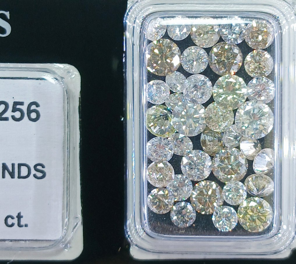 没有保留价 - 36 pcs 钻石  (天然)  - 5.13 ct - 圆形 - H, F - SI1 微内含一级, VS1 轻微内含一级 - 以色列宝石中心（G.C.I.） - 浅黄-浅棕 #2.1