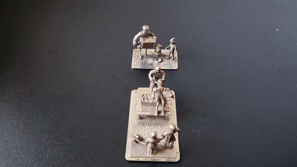 Lesener-Amsterdam-Twee Miniaturen - Αγαλματίδιο μινιατούρα (2) - 0,833 ασήμι #1.0
