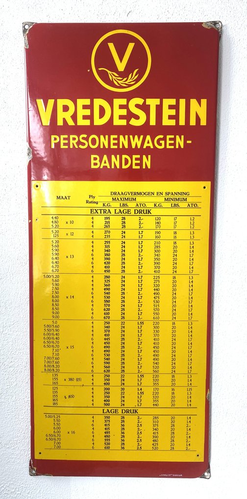 Vredestein passenger car tires - Sign - Enamel sign from Langcat Bussum #1.0