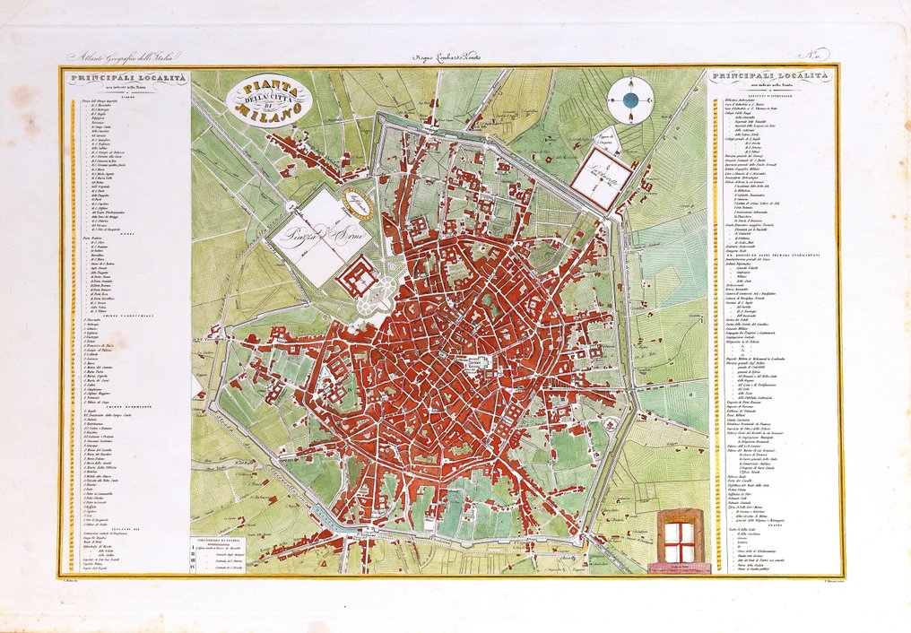 Ιταλία - Μιλάνο, Λομβαρδία; Zuccagni Orlandini - Pianta della Città di Milano - 1821-1850 #3.2