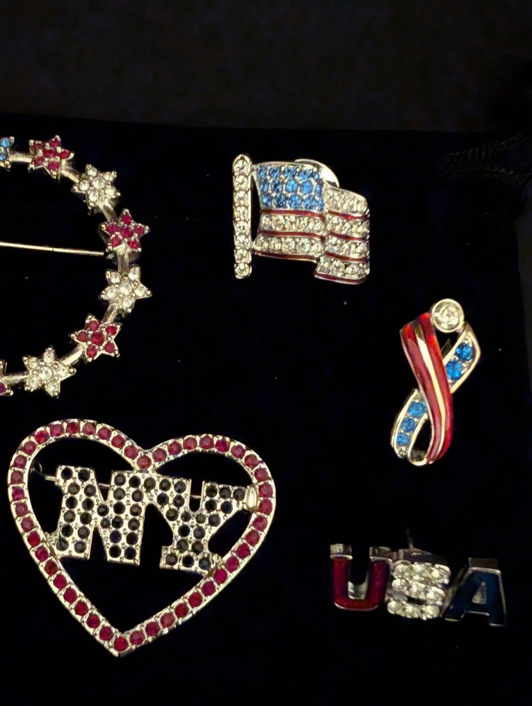雕像, Swarovski uiterst zeldzame set USA broches - 4 cm - 金屬, 镀铑 #3.2