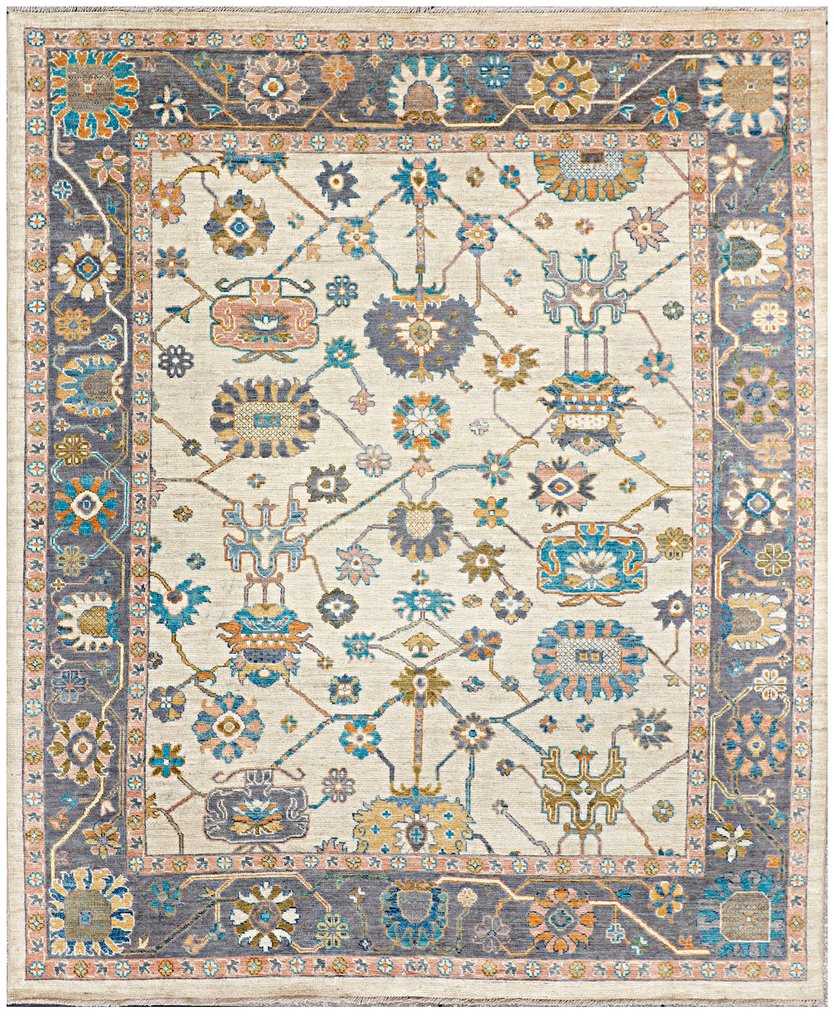 Afghan, Ziegler Kazak, Stor håndknyttet tradisjonelt Oushak-teppe, unikt, av høy kvalitet, med premium ull. - Teppe - 303 cm - 253 cm - Ny håndlaget designertepppe #1.0