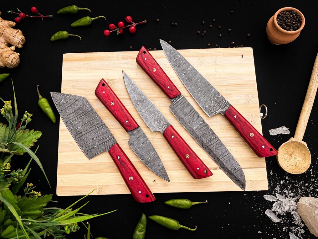 厨刀 -  厨房厨师刀具套装，适用于室内外日常使用（FK-160） - 美国异国木柄和1095/15N20折叠钢 - 美国 - 厨房和烧烤套装 #1.0