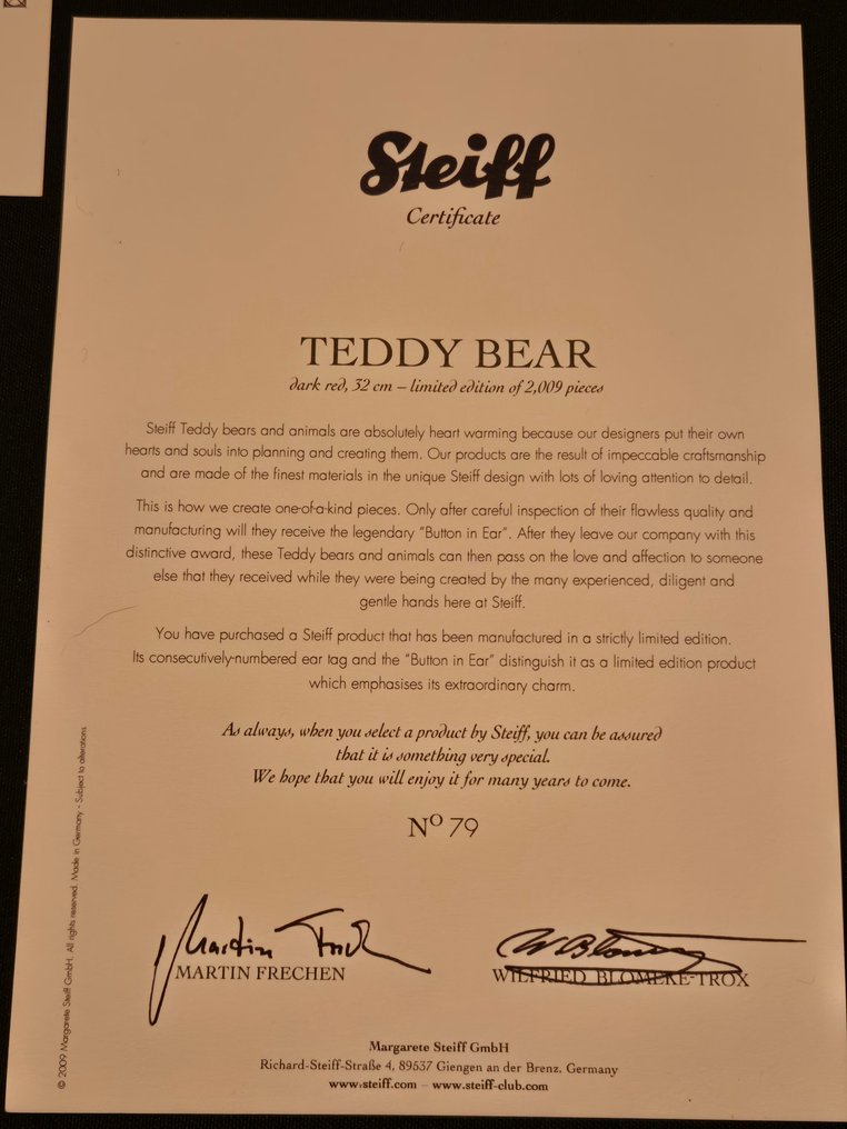 Steiff - Teddybeer Teddy bear dark red #3.2