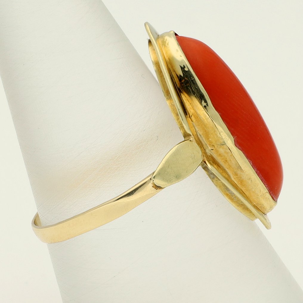 Sem preço de reserva - Anel - 14 K Ouro amarelo -  3.42ct. tw. Coral cor de sangue #4.3