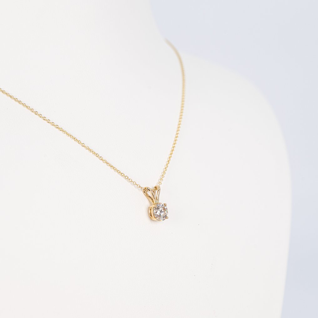 没有保留价 - 吊坠项链 - 14K包金 黄金 -  0.71ct. tw. 钻石 (天然色彩的) - IGI #4.3