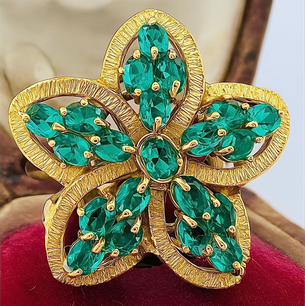 没有保留价 - 戒指 - 9 kt. 黄金, 银 祖母绿 #3.2