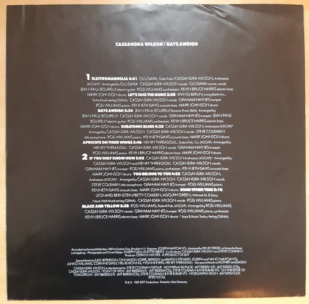 Cassandra Wilson - Days Aweigh / She Who Weeps - Πολλαπλοί καλλιτέχνες - LP - 1987 #4.3