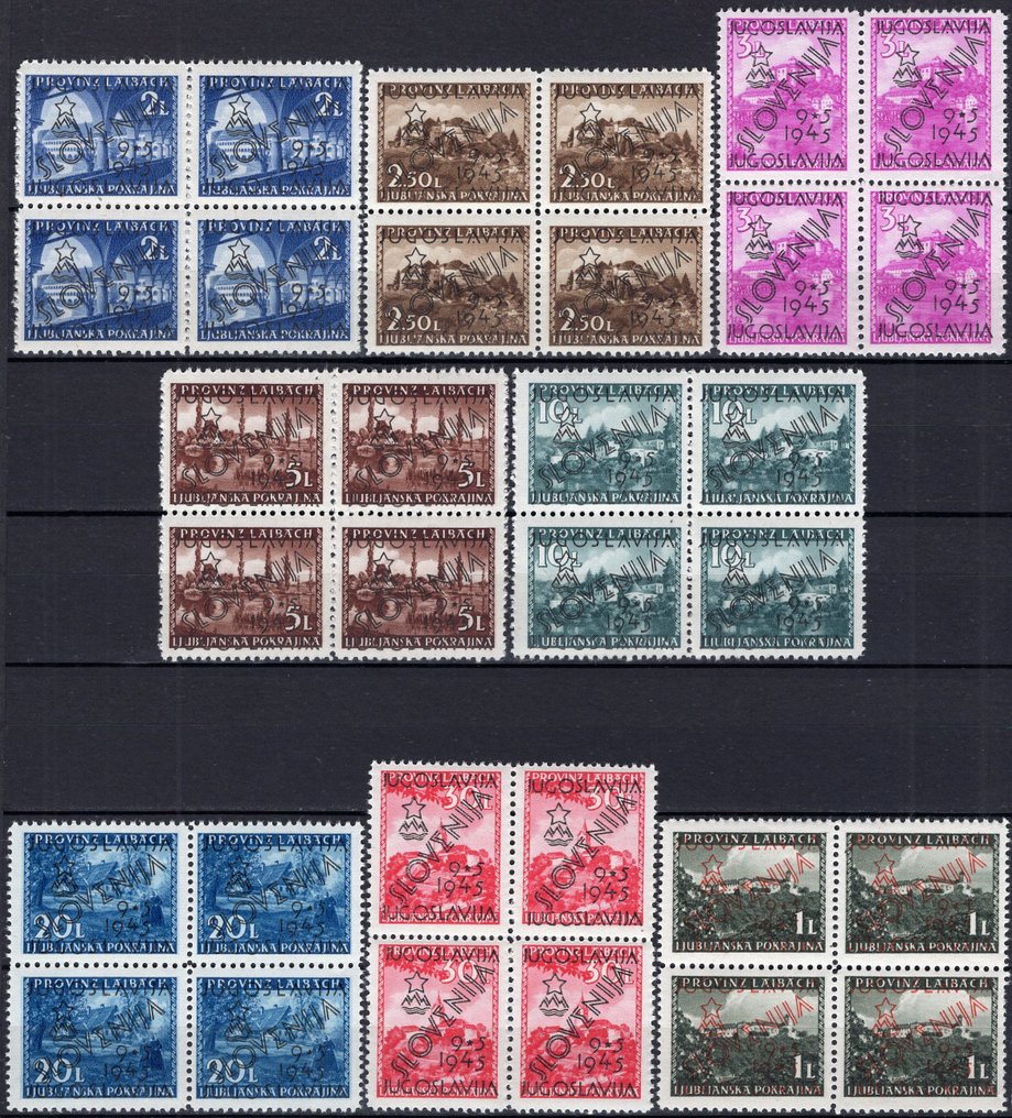 南斯拉夫  - 1945年 - 斯洛文尼亚（卢比安纳，莱巴赫）在四行诗中 - Nuovi（MNH） #3.2