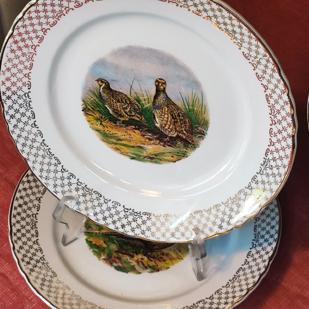 Moulin des Loups Orchies - 成套餐具 (13) - 羽毛鸟类的自然主义装饰 - 法国彩陶 - 服务猎物 / 狩猎 #4.3