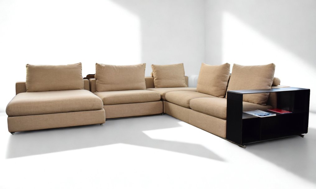 Flexform - Antonio Citterio - Sofa (5) - Groundpiece Lounge - Lucky Lusso 574, zadelleder - Modular Landscape #1.0