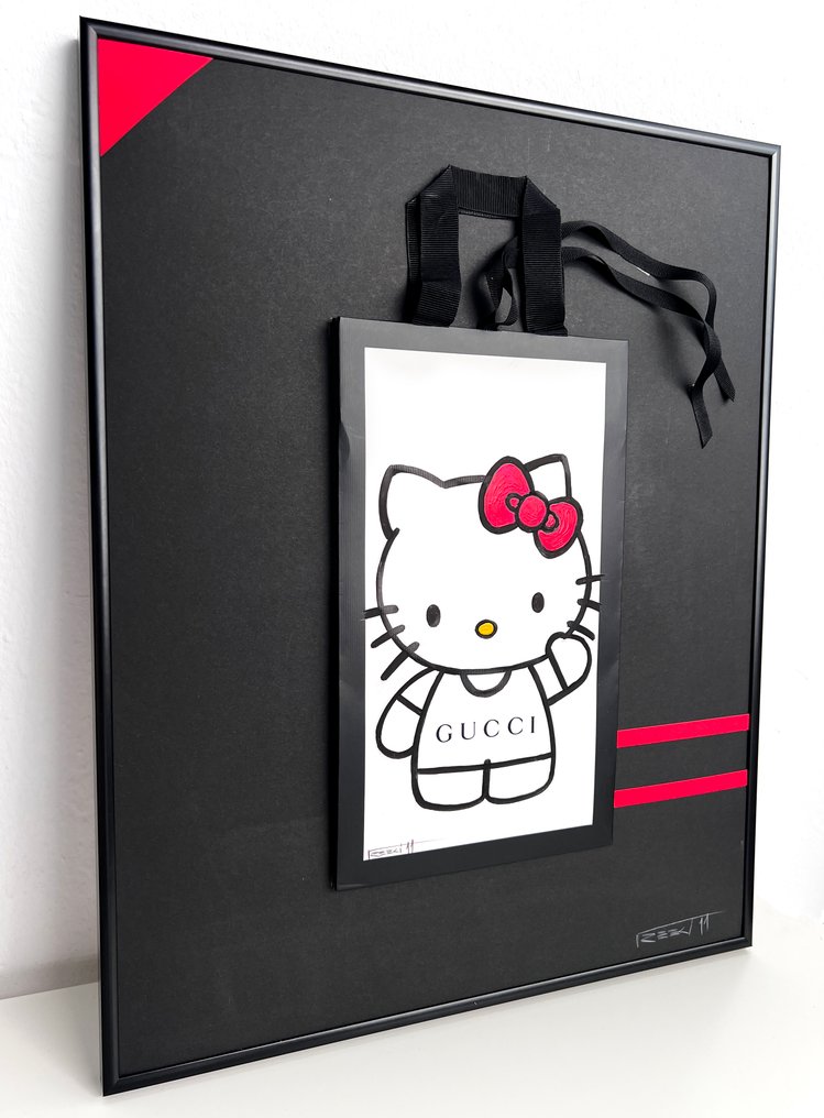 Preeki11 Eredeti műalkotás - Hello Kitty Gucci – Hand Signed - Framed #4.3