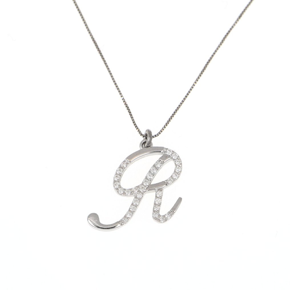 沒有保留價 - 吊墜頸鏈 - 18 克拉 白金 鉆石 (天然)  #1.0