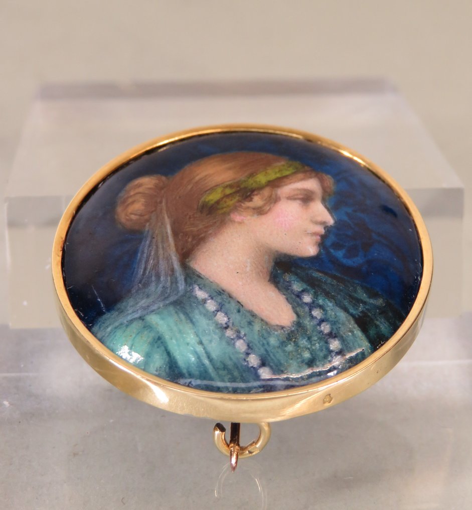 Π. Μπουνό, Λιμόζ - Δάμα με κορδέλα - Βραχιόλι σε στυλ Art Nouveau. - Καρφίτσα #2.1