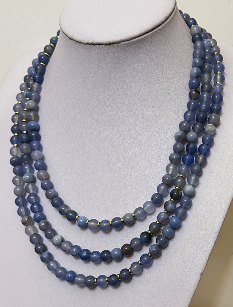 秘鲁天然蓝色欧泊配天主十字架。健康守护者，带来好运。 - 吊坠项链 - 925纯银扣子。 #4.3