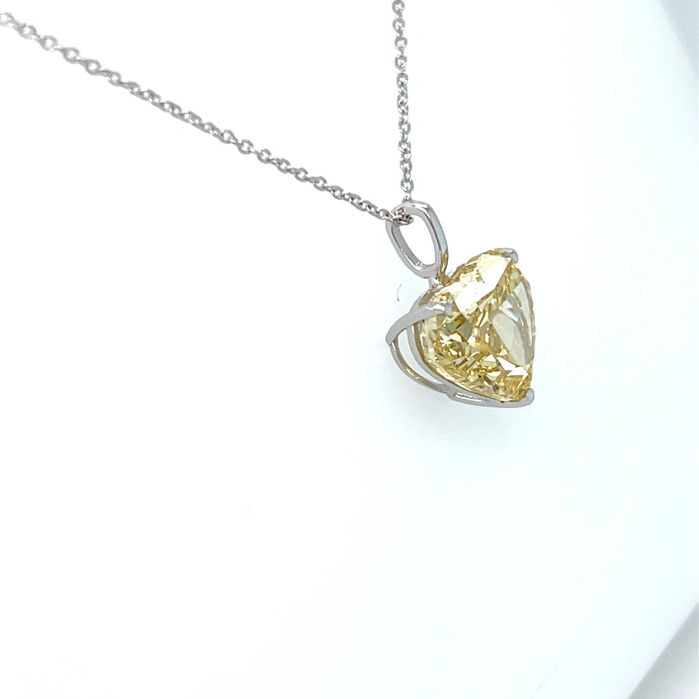Κολιέ - 14 καράτια Λευκός χρυσός - 5.13ct. tw. Κίτρινο Διαμάντι (Διαμάντια εργαστηριακής καλλιέργειας με φανταχτερά χρώματα) #3.2