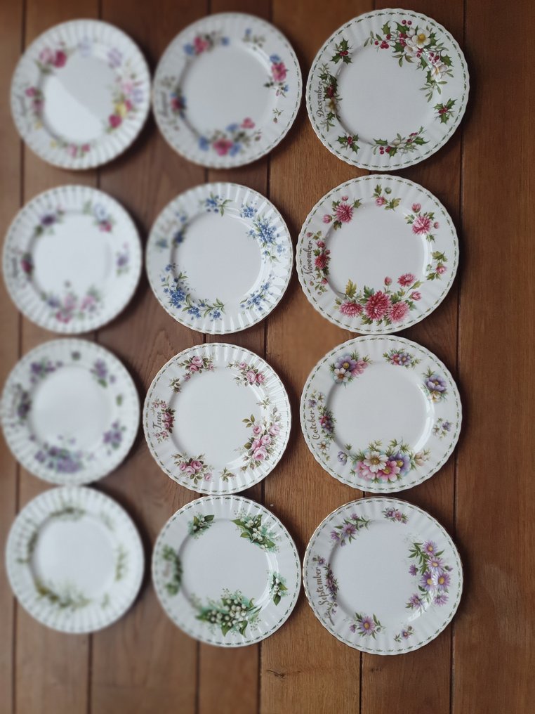 Royal Albert - Πιάτο πρωινού (12) - Flowers of the Month - Πορσελάνη - Ολοκληρώστε τη σειρά 12 τμημάτων. #1.0