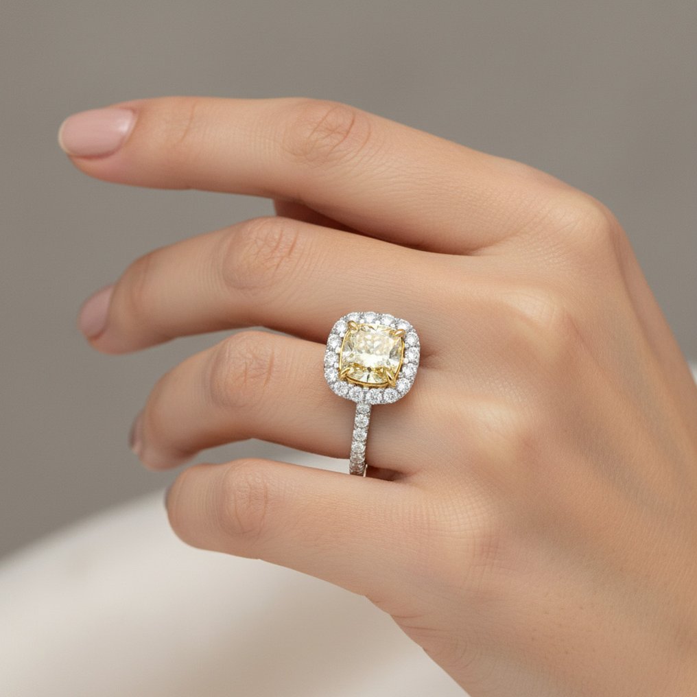 戒指 - 18K包金 白金 - 2.20ct. tw. 黄色 钻石 (天然色彩的) - 钻石 - 自然奢华色彩 #2.1