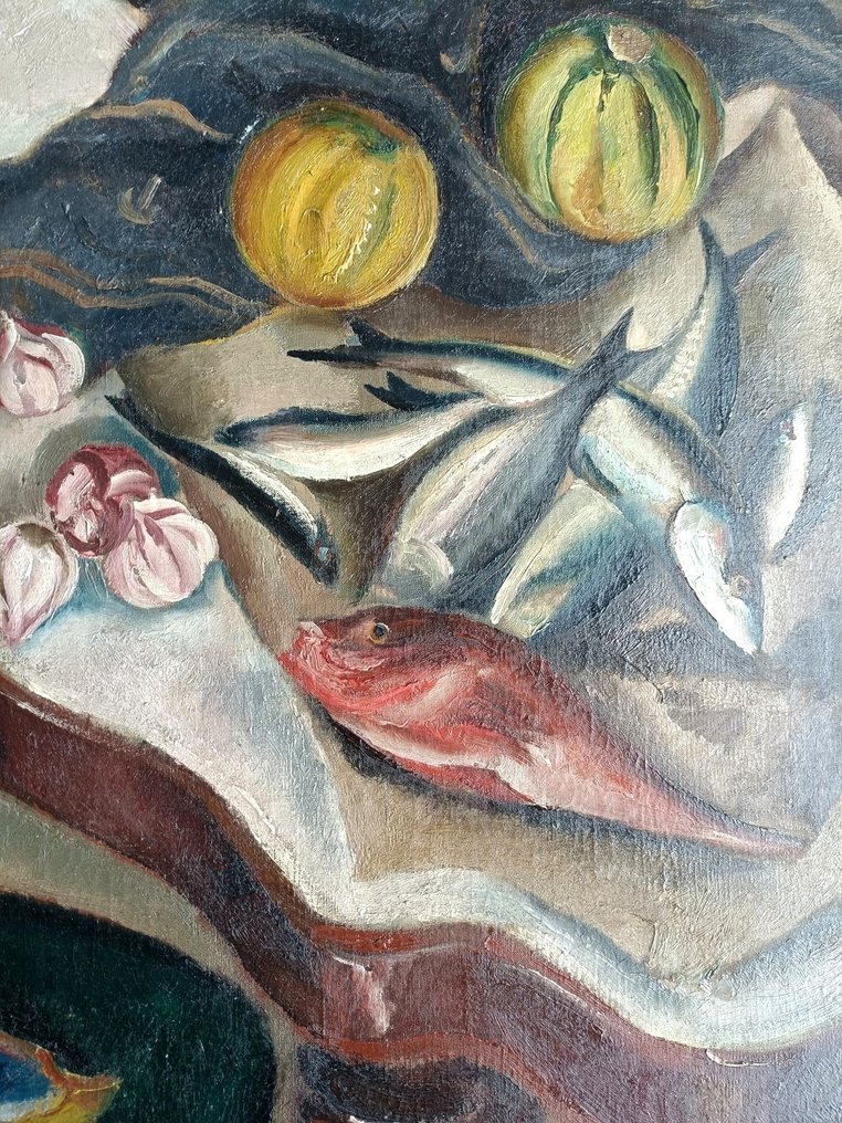Théodore Stravinsky (1907-1989) - Natura Morta con Pesci e Tessuti #3.2