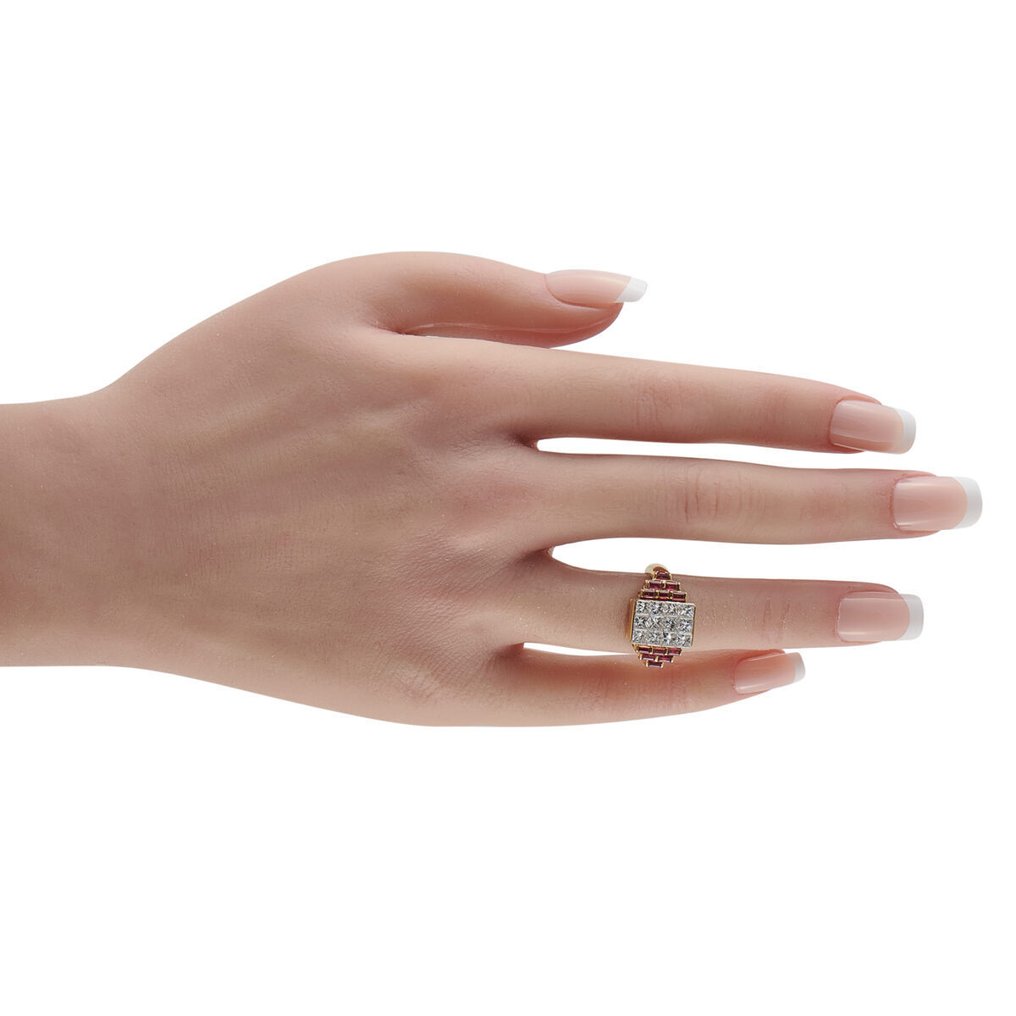 Δαχτυλίδι - 18 καράτια Δαχτυλίδι από 18K κίτρινο χρυσό, 1.44ct διαμάντι και ρουμπίνι., Κίτρινο χρυσό -  2.19ct. tw. Διαμάντι (Φυσικό)  #2.1