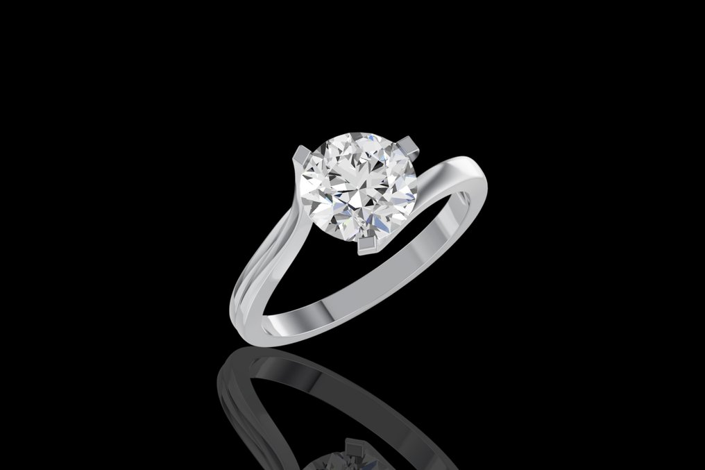 Δαχτυλίδι - 14 καράτια Λευκός χρυσός -  2.16ct. tw. Διαμάντι (Εργαστηριακής καλλιέργειας) #4.3