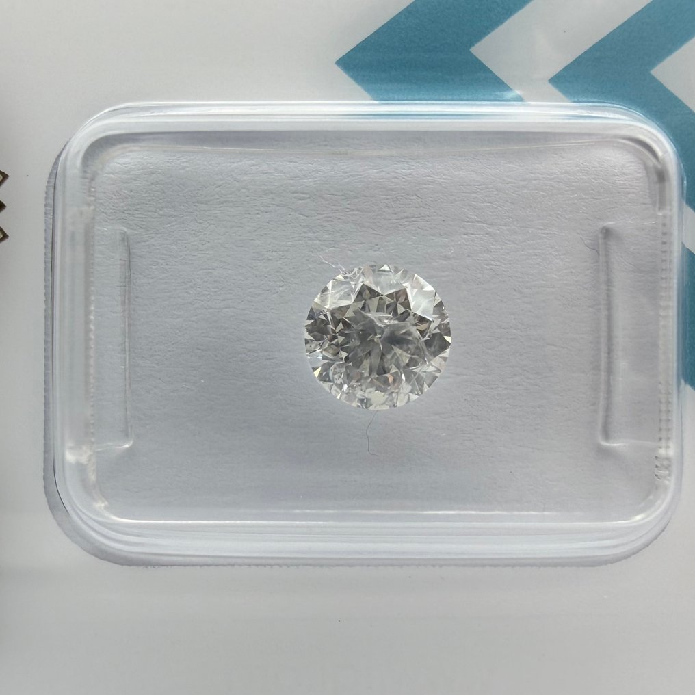 No reserve price - 1 pcs Diamond  (Natural)  - 0.96 ct - Round - F - I2 - International Gemological Institute (IGI) #3.2