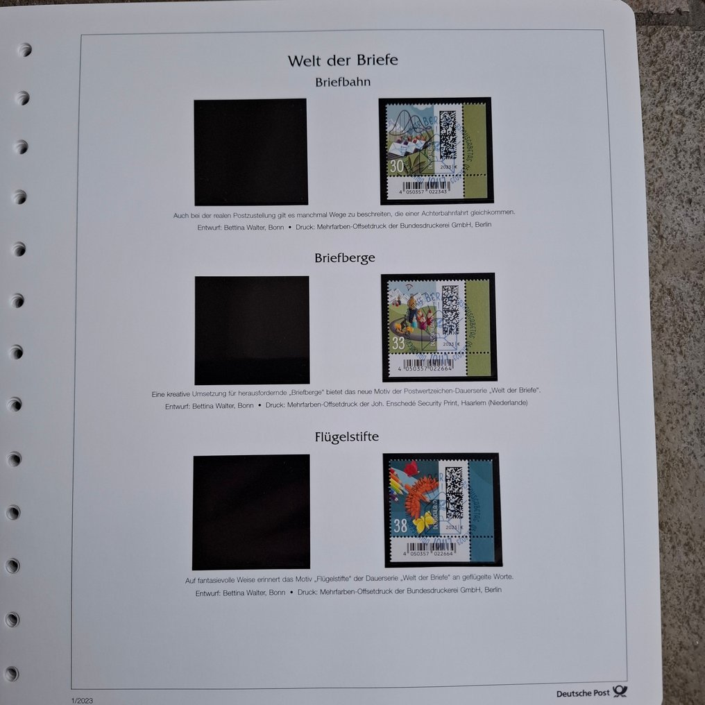 Alemania, República Federal 2023 - Colección completa en formularios preimpresos de Deutsche Post. #2.1