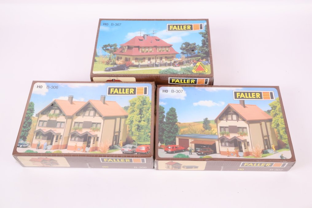 Faller H0 - B-367/B-307/B-306 - Modellvonat építőkészletek (3) - Három házépítőkészlet. #1.0