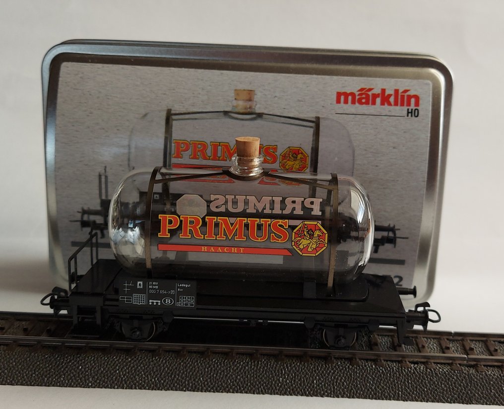 Märklin H0轨 - 44523.032 - 模型火车货运车厢 (1) - 比利时玻璃锅炉车 'PRIMUS HACHT'，装在金属罐中 - NMBS #1.0
